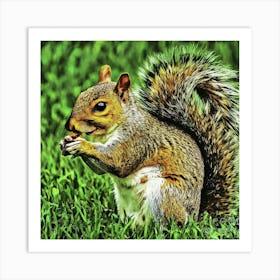 Squirrel In Grass Art Print