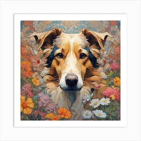 Dog In The Garden Art Print