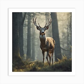 Deer In The Forest 70 Art Print