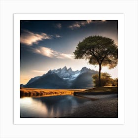 Tree In The Mountains Art Print