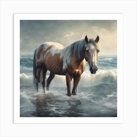 68333 Beautiful Horse Drinking From The Sea Xl 1024 V1 0 Art Print