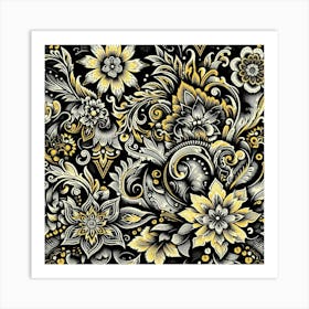 Batik, Floral Pattern Art Print