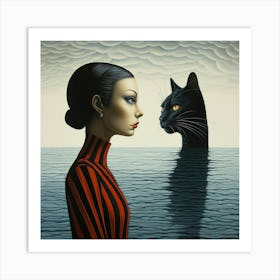 'The Cat And The Woman' 1 Art Print