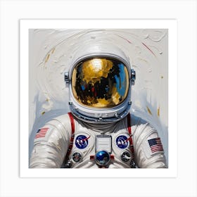 Astronaut Day Spaceman In White Space Suit Costume Open Glass Helmet 3 (1) Art Print