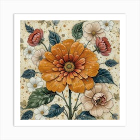 Gustav klimt flower art 2 Art Print