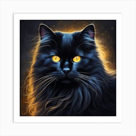 Black Cat With Yellow Eyes 1 Art Print