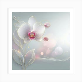 Orchid Flower On A Gray Background 1 Art Print