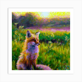 Fox In The Grass Art Print