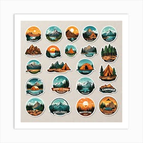 Camping Sticker Set Art Print