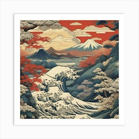 Waves and mountains Art Print