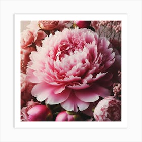 Large pink Peony flower 3 Art Print