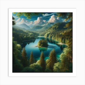 Lake In The Forest Art Print