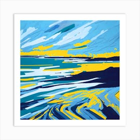 Blue And Yellow Beach Art Print