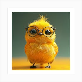 Cute Bird With Glasses 2 Art Print