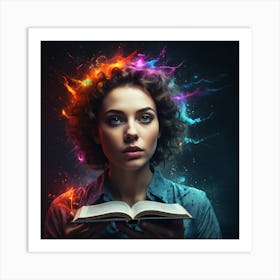 Young Woman Reading A Book Art Print