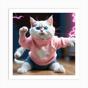 Lightning Cat 3 Art Print