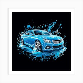 Logo Vector Car Wash Clean Soap Bubbles Water Splash Detailing Automotive Foam Service (7) Art Print