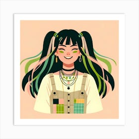 Happy Girl With Long Hair Art Print