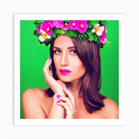 Woman with Flower Crown Art Print