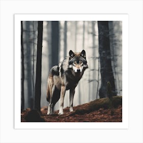 Wolf In Forrest (32) Art Print