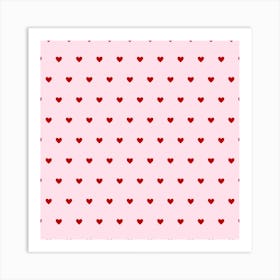 Hearts Seamless Pattern Pink Background Art Print