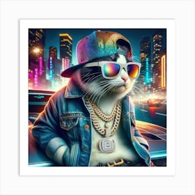 Hip Hop Cat Art Print