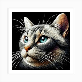 Polygonal Cat Art: Modern Geometric Wall Decor Art Print