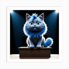 Blue Cat 3 Art Print