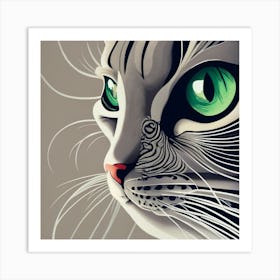 Cat With Green Eyes 1 Art Print