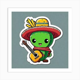 Cactus With Guitar 1 Art Print