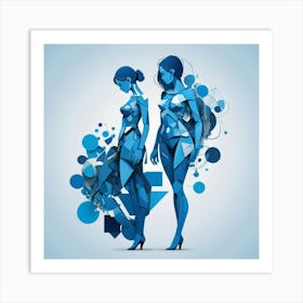 Default Deconstructed Blue Figure 3 Art 1 Art Print