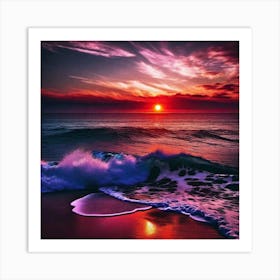 Sunset On The Beach 503 Art Print