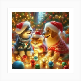 Christmas Pets Art Print