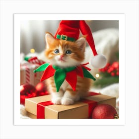 Christmas Kitten Art Print