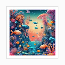 Coral Reef Background Art Print