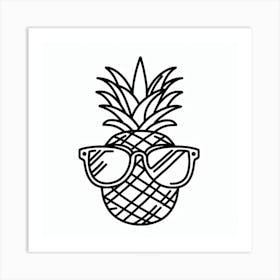Pineapple with Sunglasses: A Pop Art Line Art Art Print