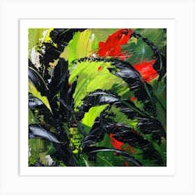 Abstract Of Black And Red Leaves Art Print