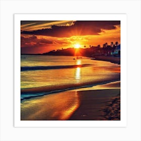 Sunset On The Beach 333 Art Print