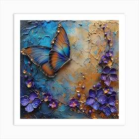 Butterfly With Purple Flowers Art Print