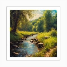 Summer by the Woodland Stream, A Scenic Rural View in the Goyt Valley Art Print