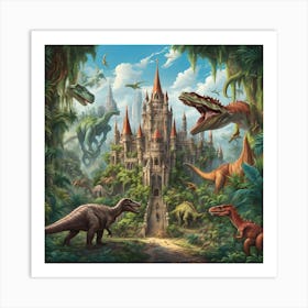 Dinosaurs In The Jungle Art Print