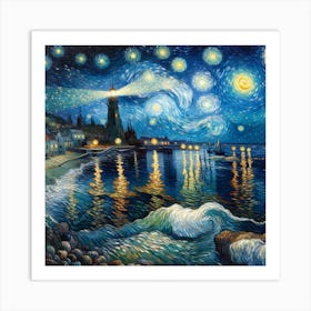 Lighthouse - Van Gogh Styled Art Print