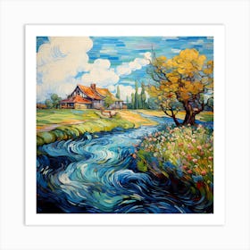 Idyllic Waterside Tapestry Art Print