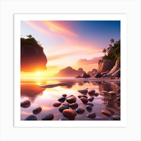 Sunset On The Beach 3 Art Print