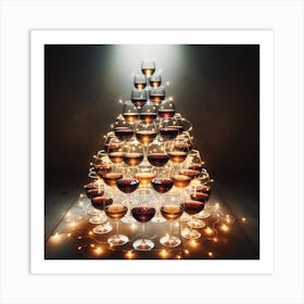 Christmas Tree With Wine Glasses Art Print