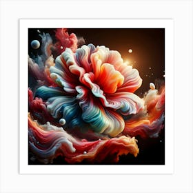 Abstract Flower Art: Contemporary Floral Wall Decor with Colorful Blooms Art Print