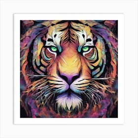 Mesmerizing Tiger With Luminous Eyes On A Profound Black Background 1 Art Print