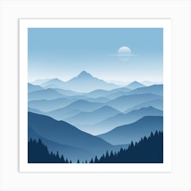 Misty mountains background in blue tone 78 Art Print