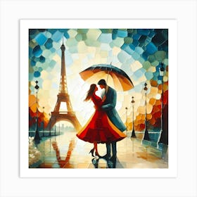 Romance In Paris Around The Eiffel Tower Art Print