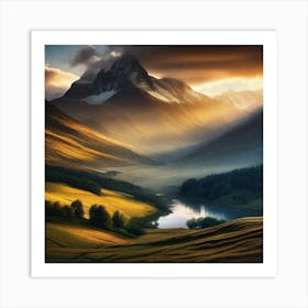 Sunrise In The Mountains 16 Art Print